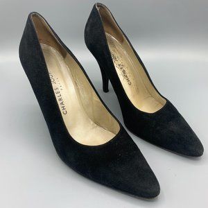 90's Charles Jourdan  Black Pumps in Suede (38)  - FL-SH-046